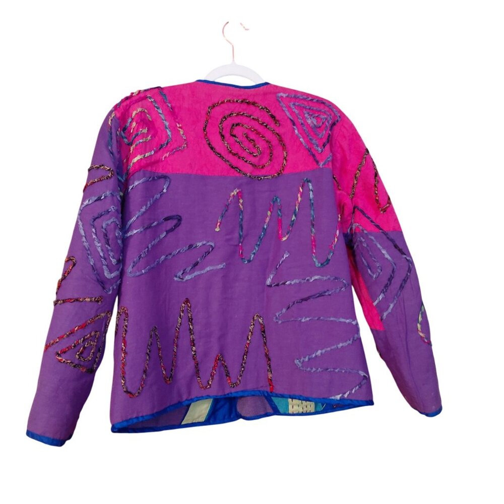Patchwork Jacket Reversible Blue Green Pink Purpl… - image 4